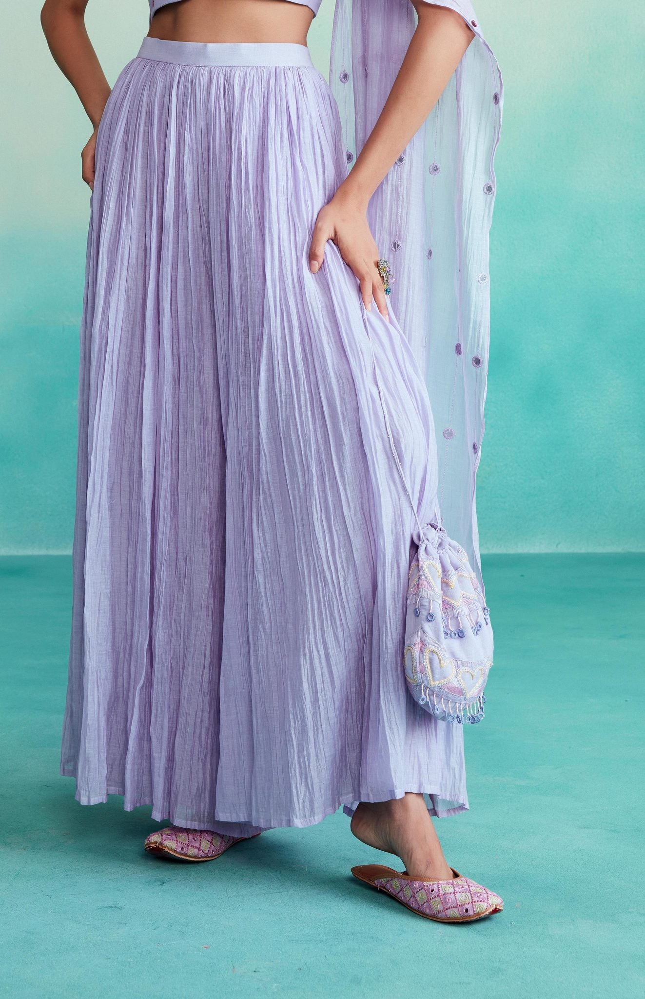 Micro pleated perfect pastel Sharara Pants