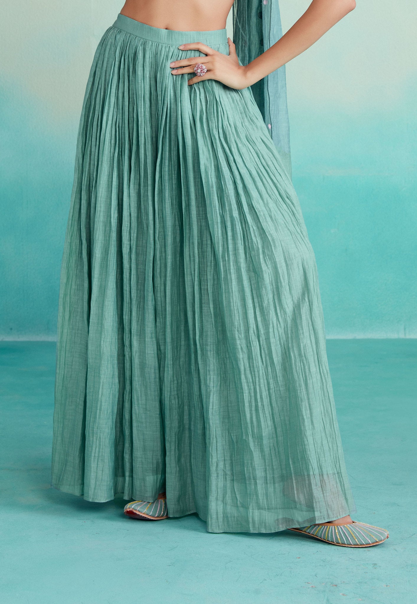 Micro pleated perfect pastel Sharara Pants