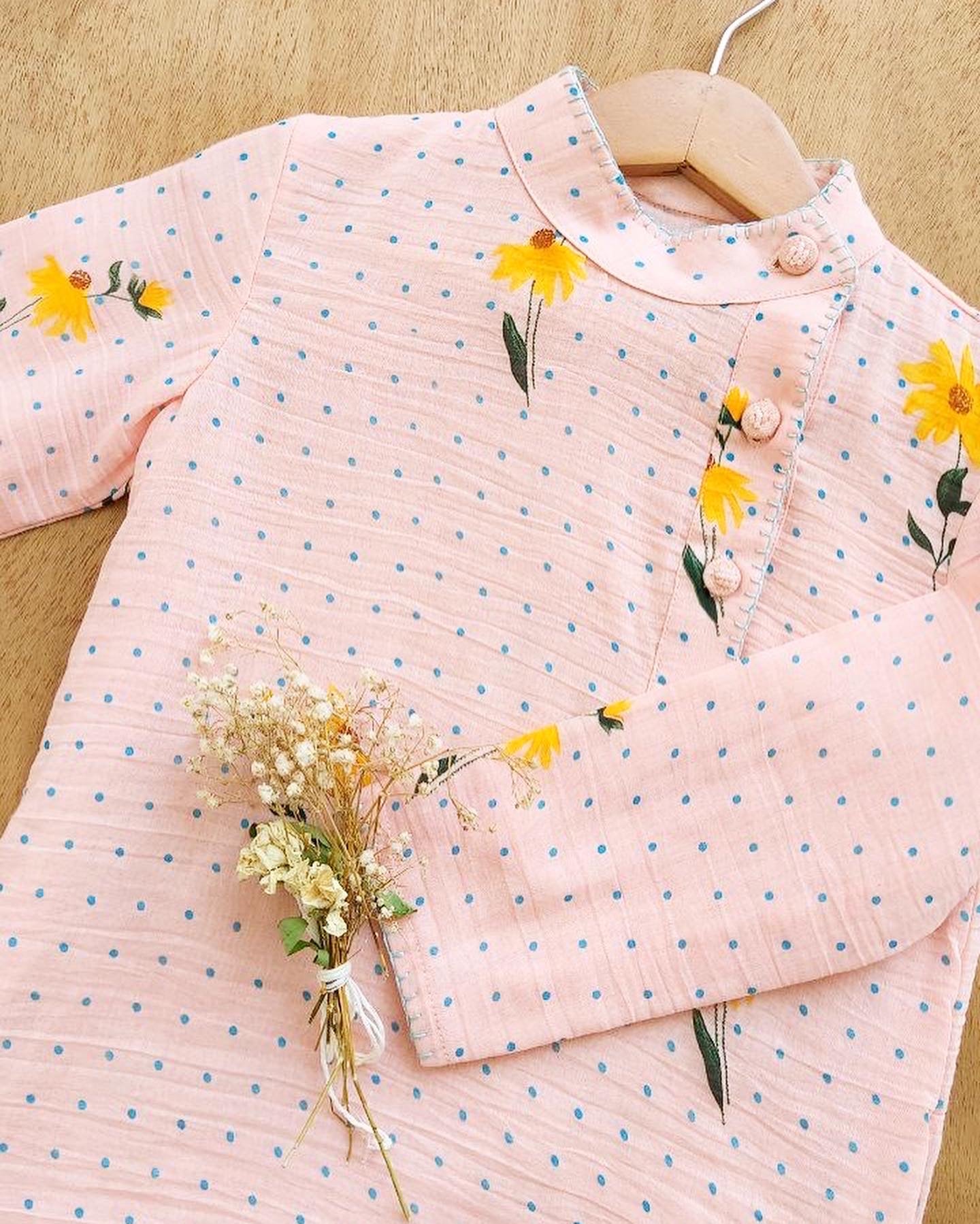 Sunset pink printed kurta set