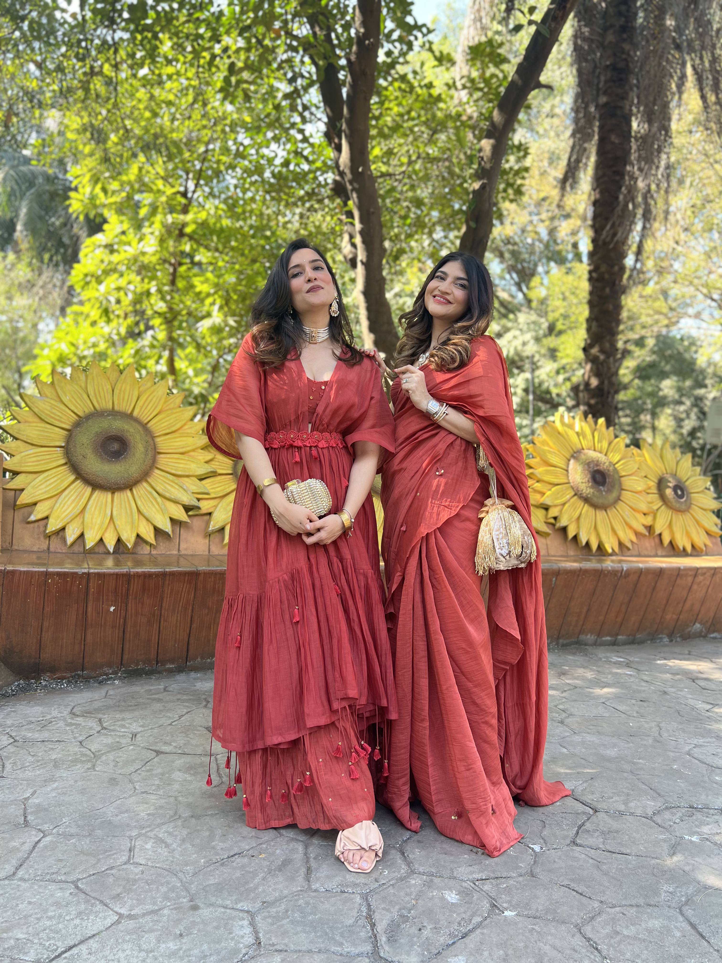Red carnation saree