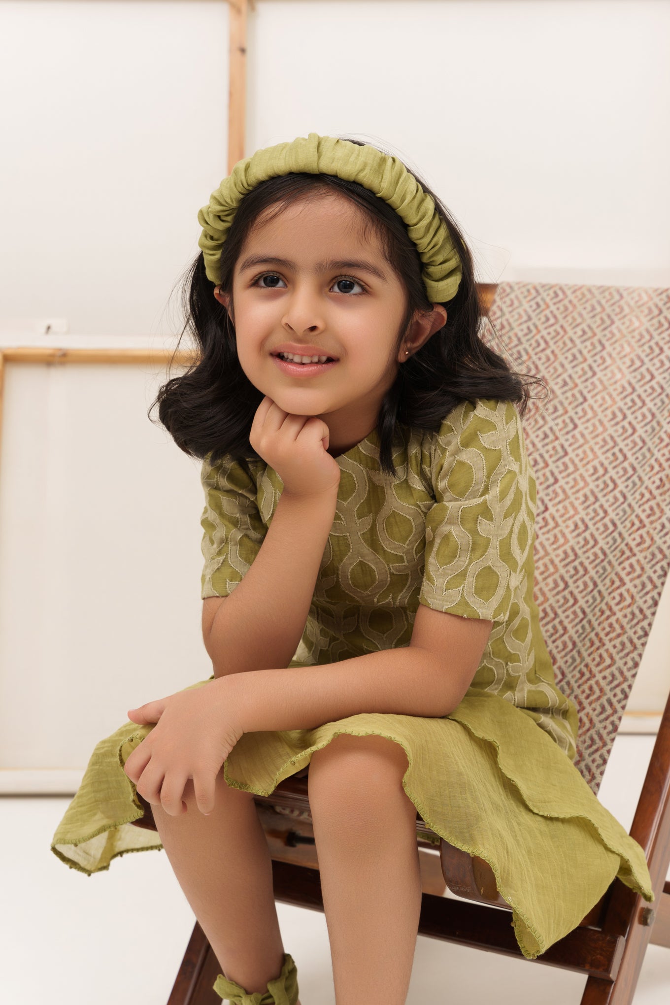 Green chanderi silk embroidered dress