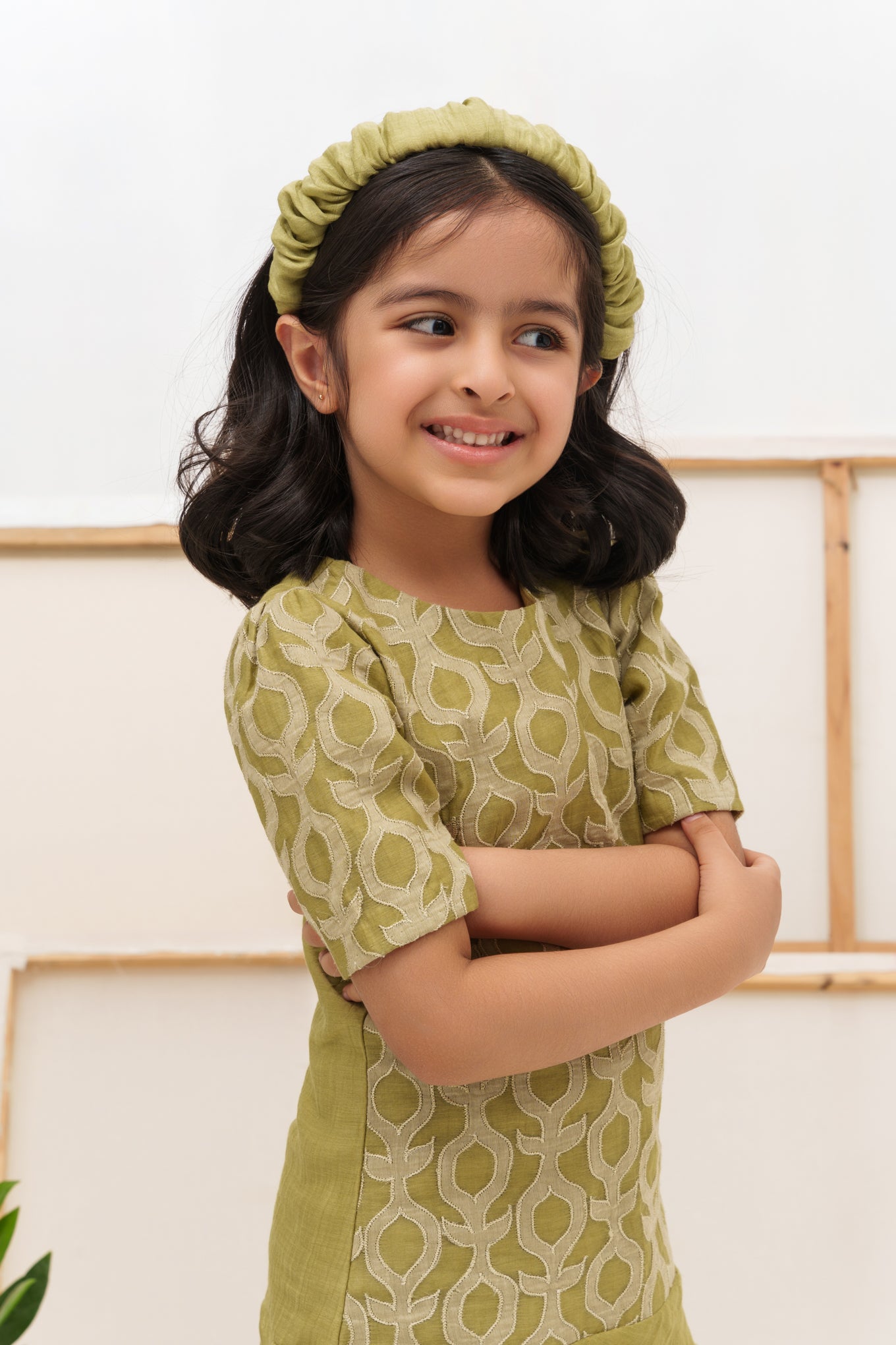Green chanderi silk embroidered dress