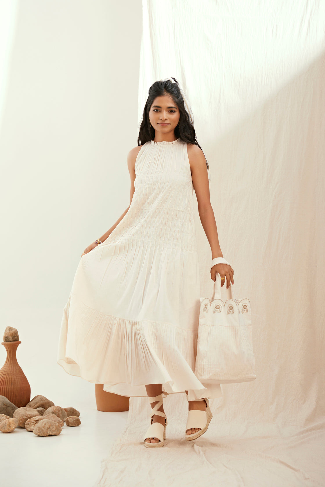 Oatmilk cotton long dress