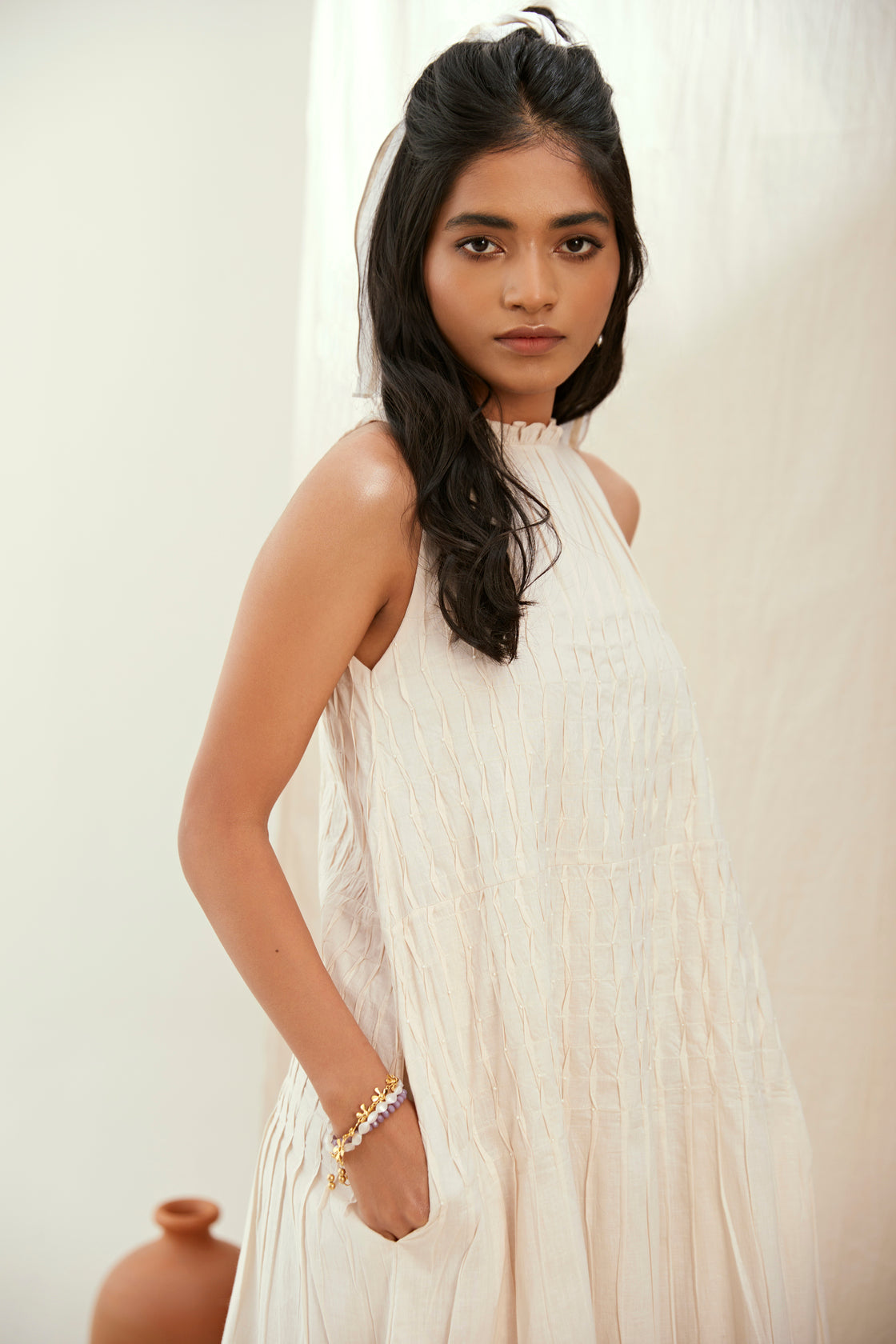 Oatmilk cotton long dress