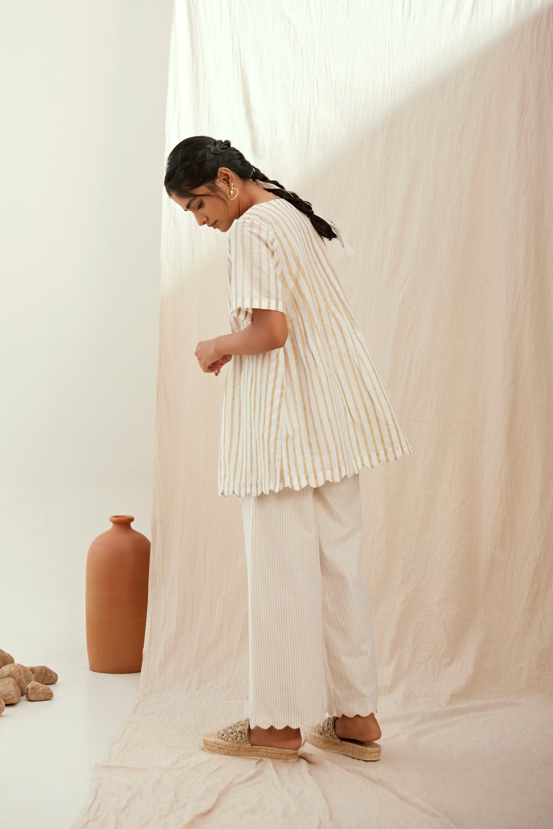 Stripe printed cotton co-ord set