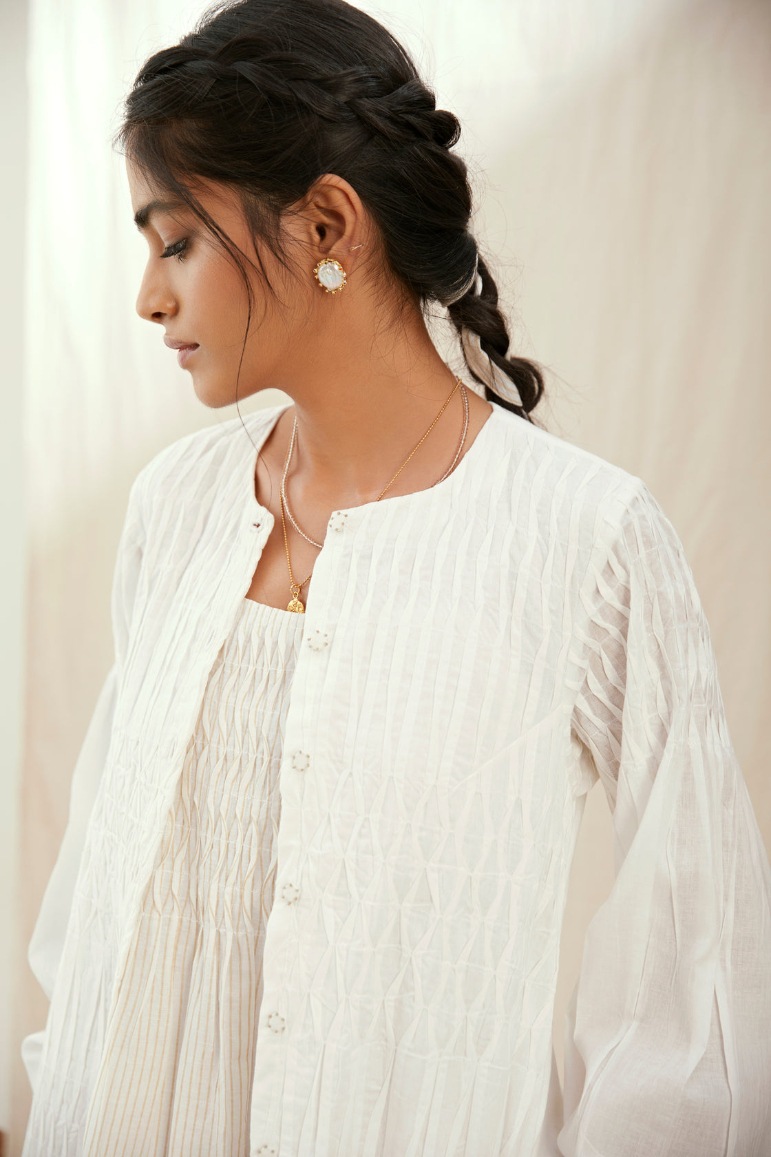 White cotton long jacket