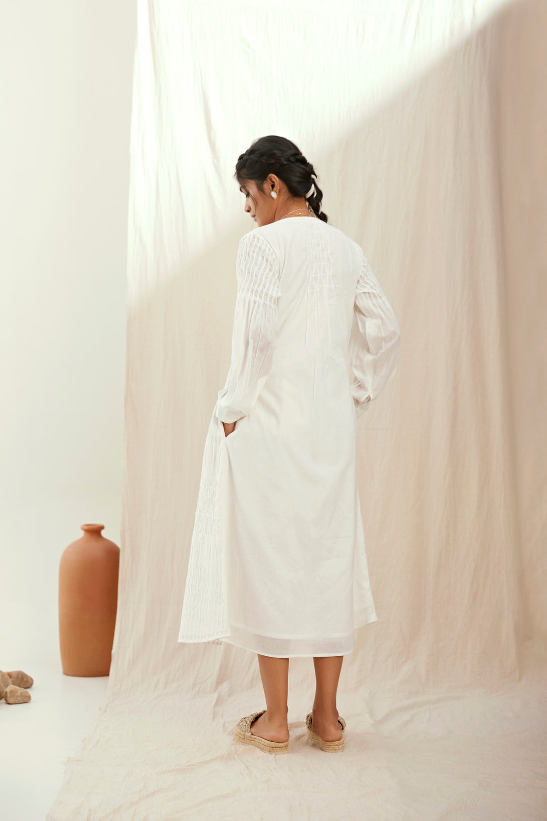 White cotton long jacket