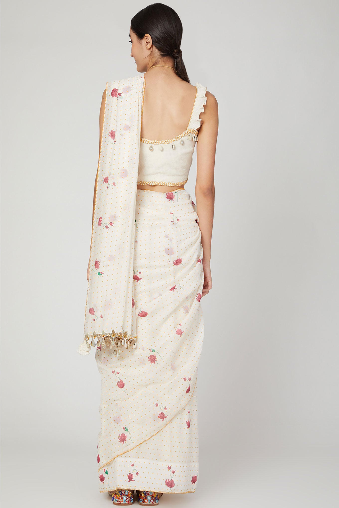 WHITE LOTUS PRINTED  MOTHER-DAUGHTER SET