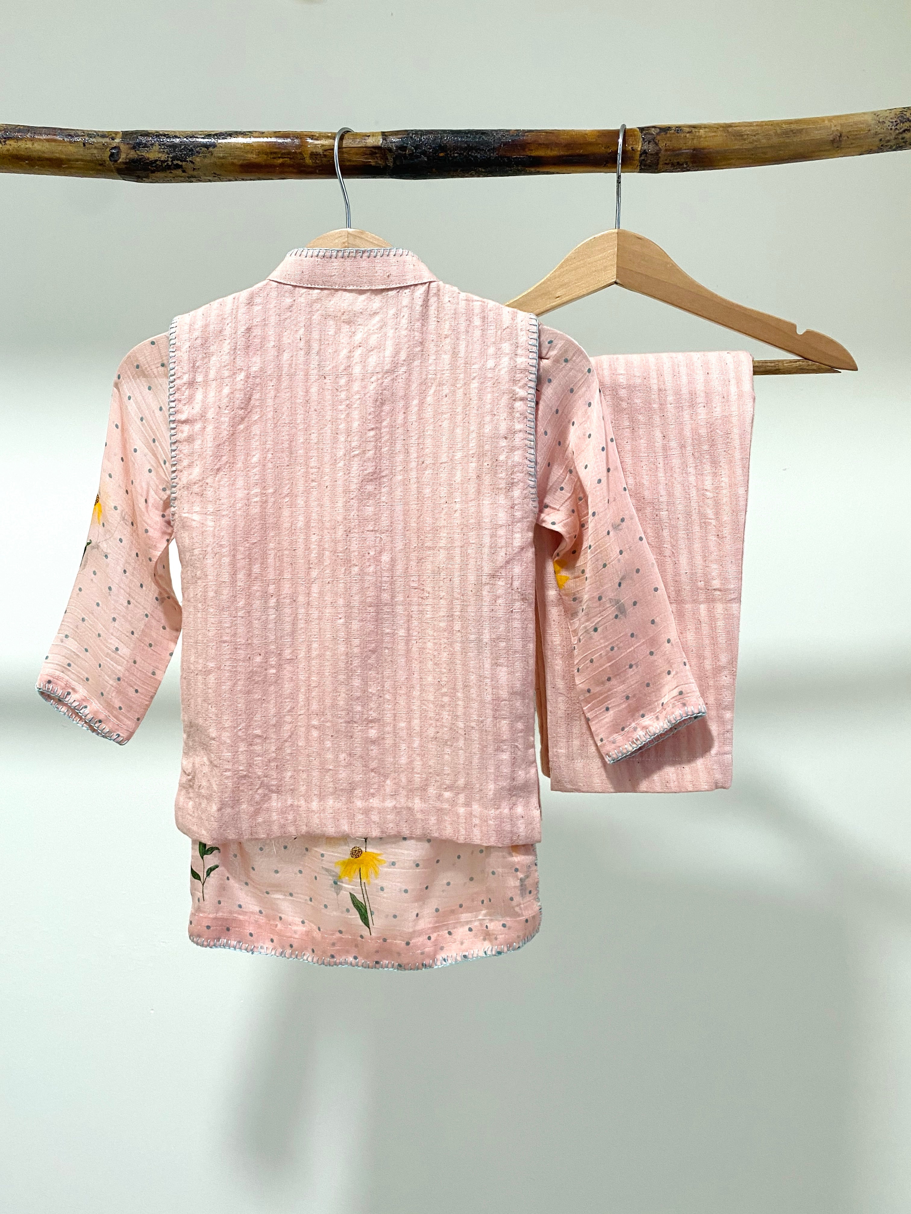 Pink Kurta jacket Set