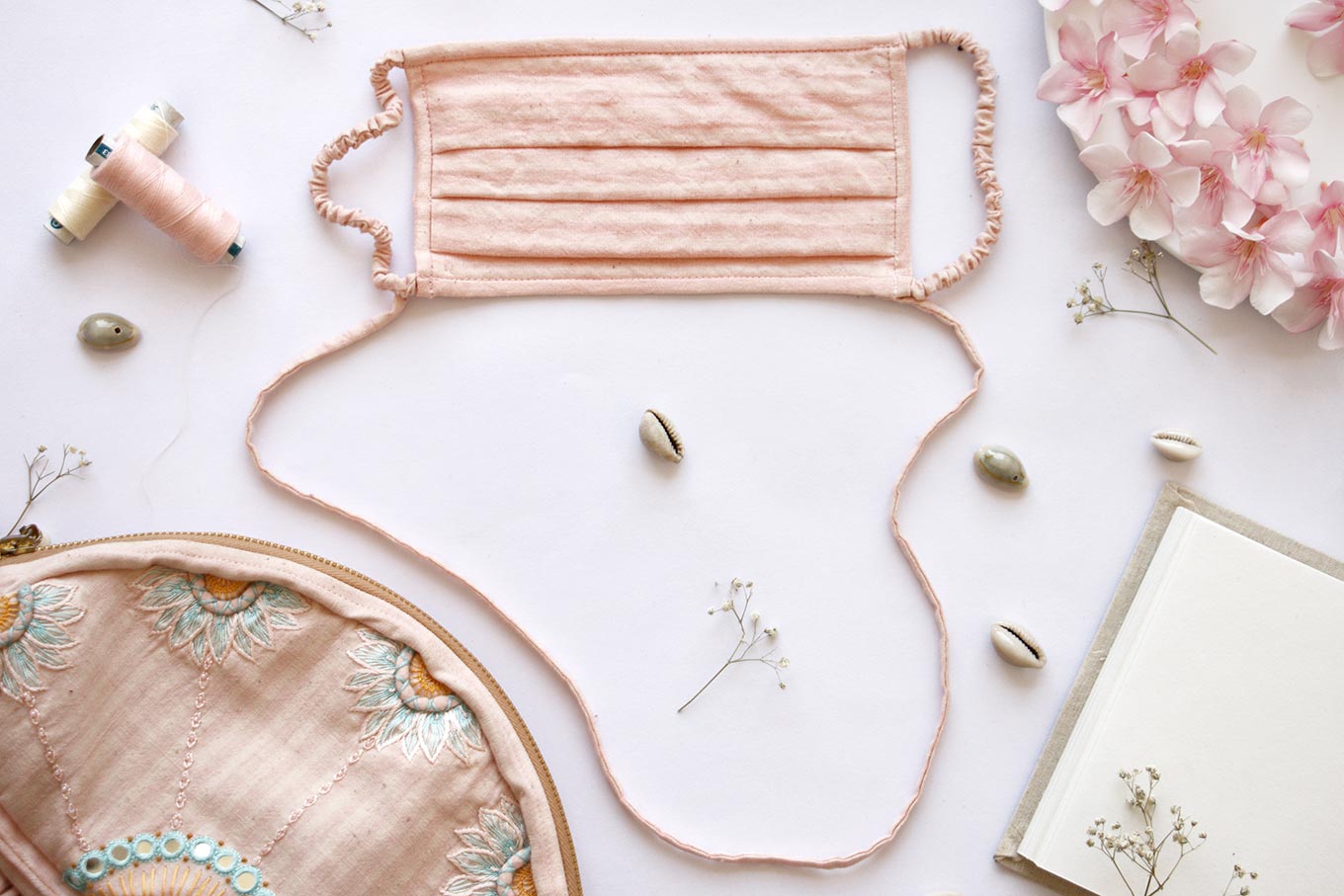 Pink handloom cotton hand embroidered cross-body bag