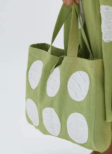 Green handloom cotton applique bag