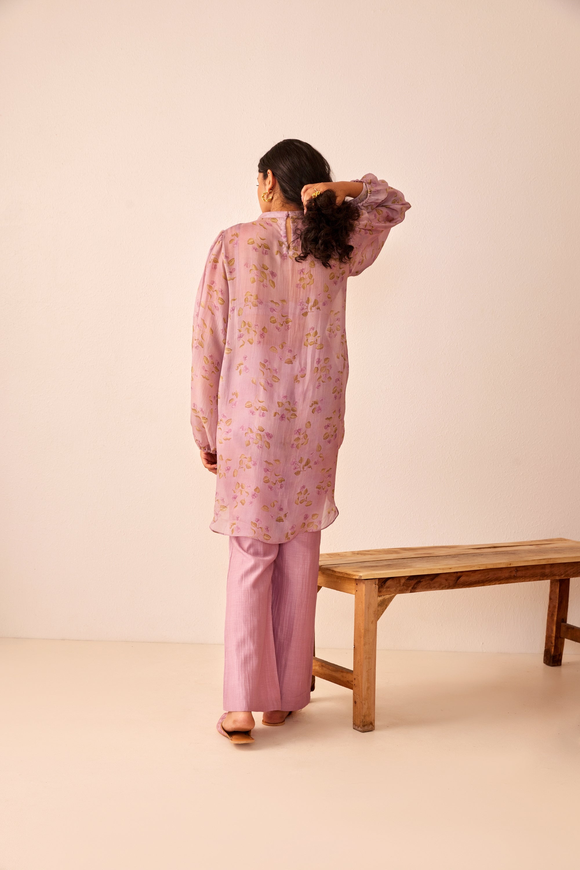 Lavender printed silk top