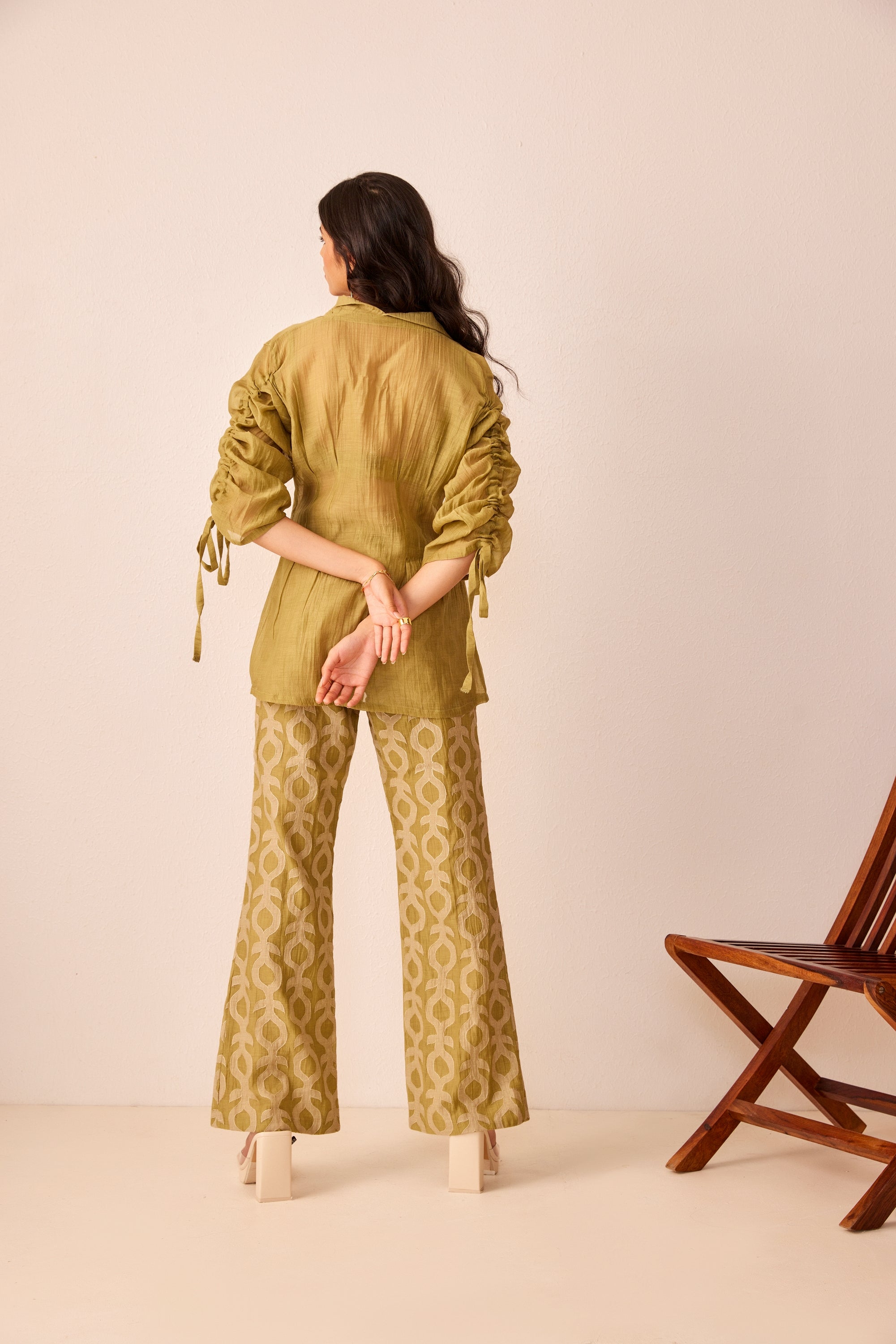Green chanderi silk top