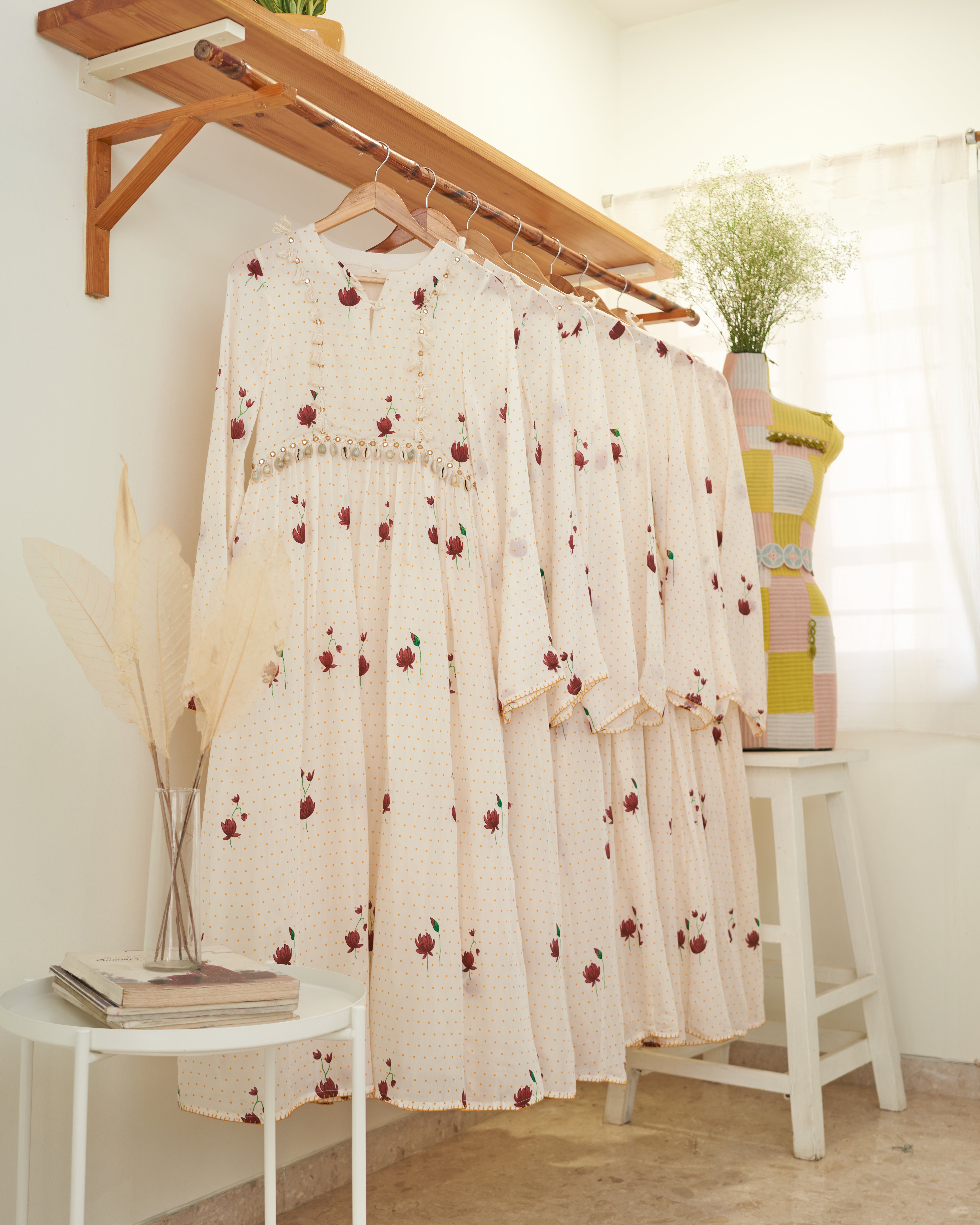 White Lotus Printed Dress/Kurta