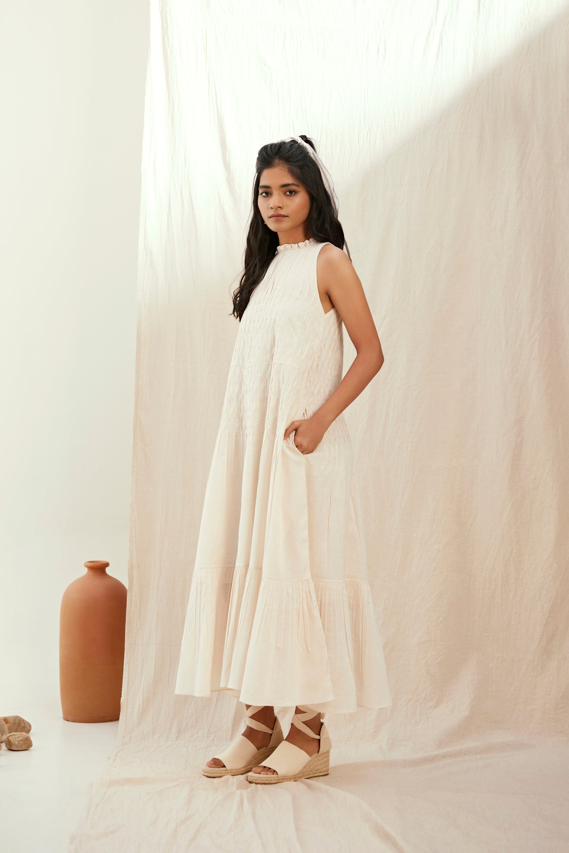 Oatmilk cotton long dress