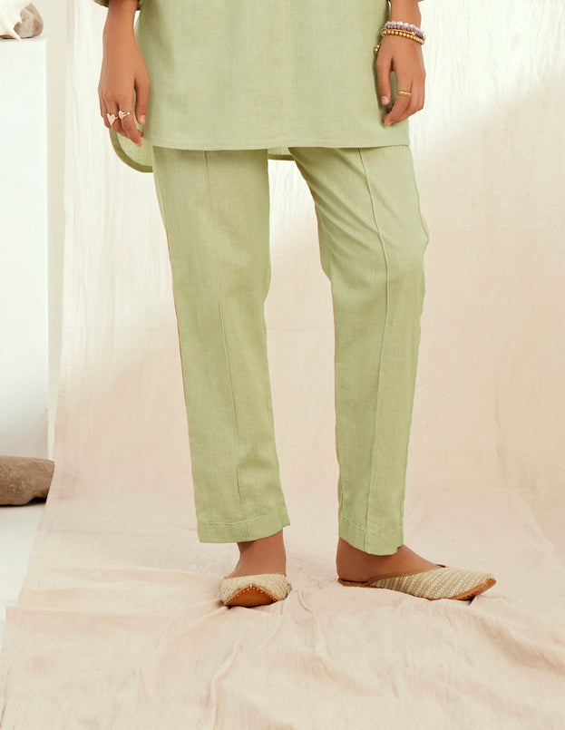 linen Narrow Pants Beige, Green and Oatmilk
