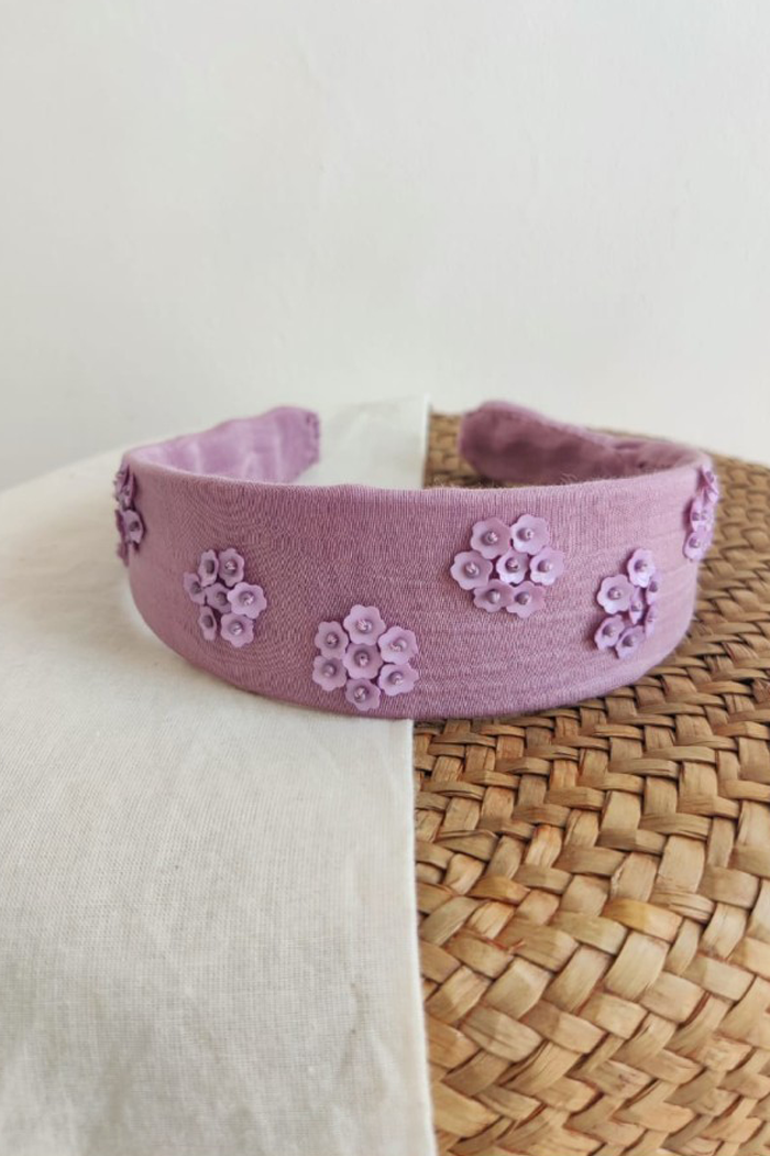 Lavender chanderi hand embroidered head band