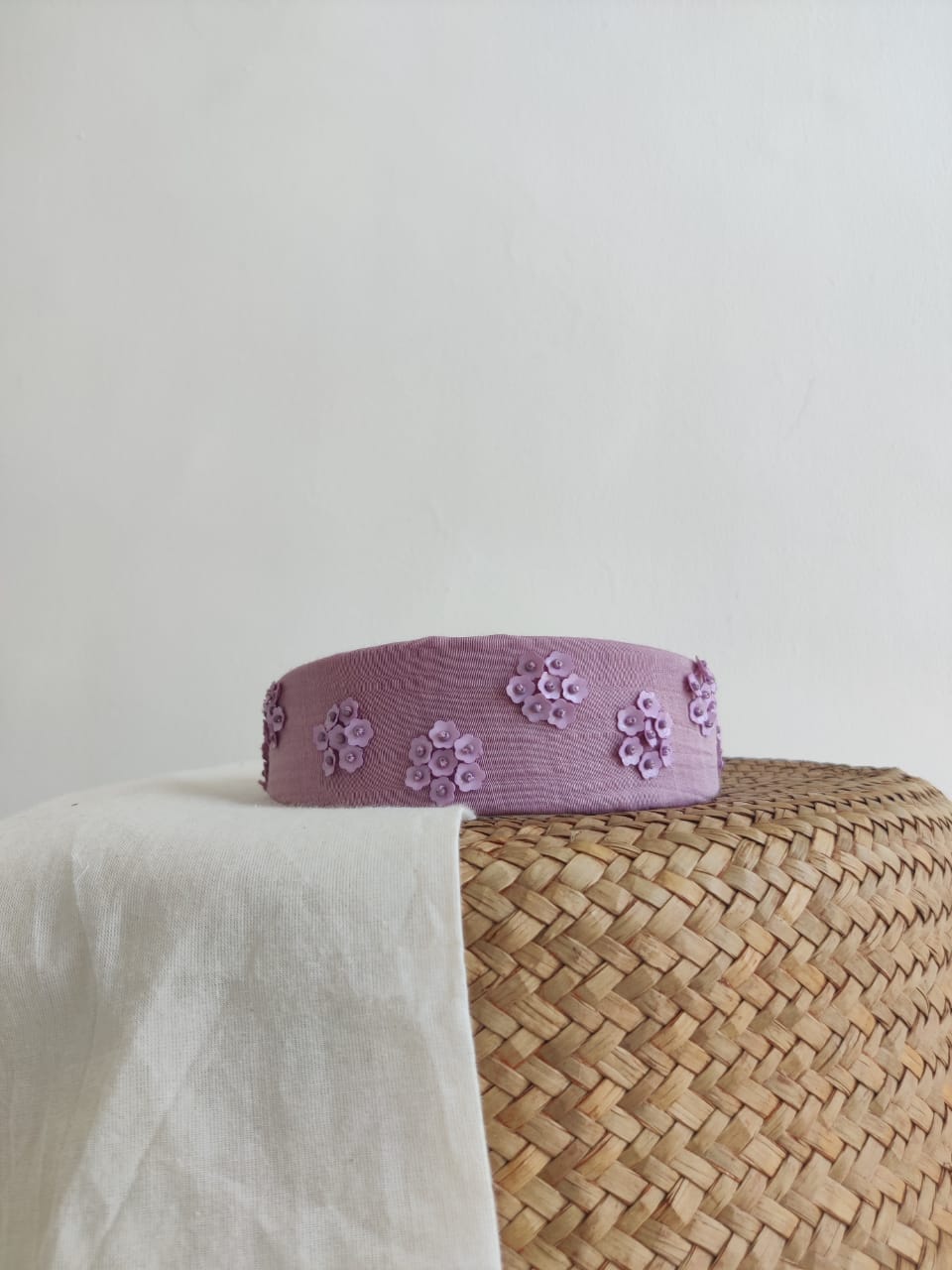 Lavender chanderi hand embroidered head band