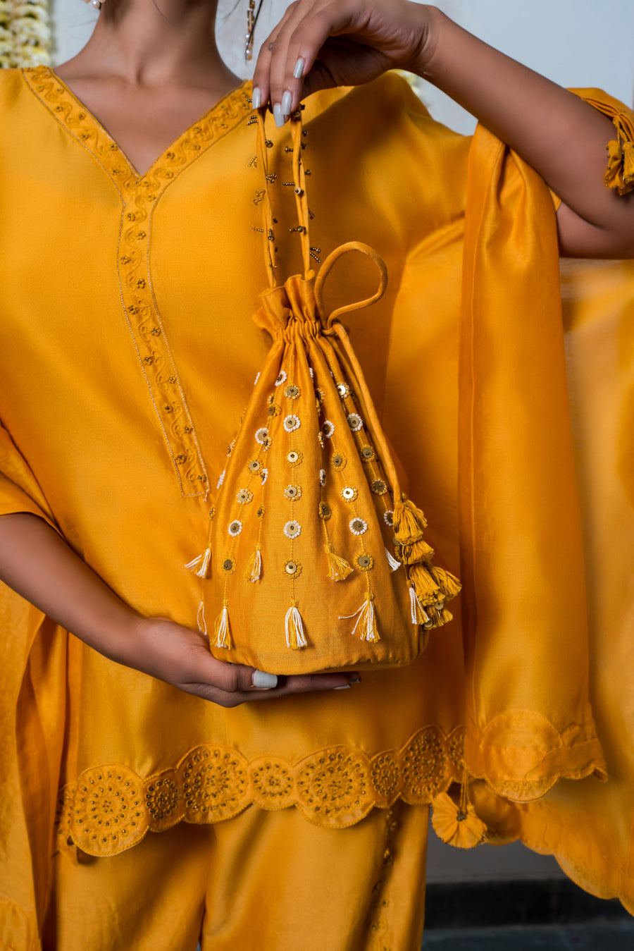 Spiced Yellow Handcrafted Potli main image 1