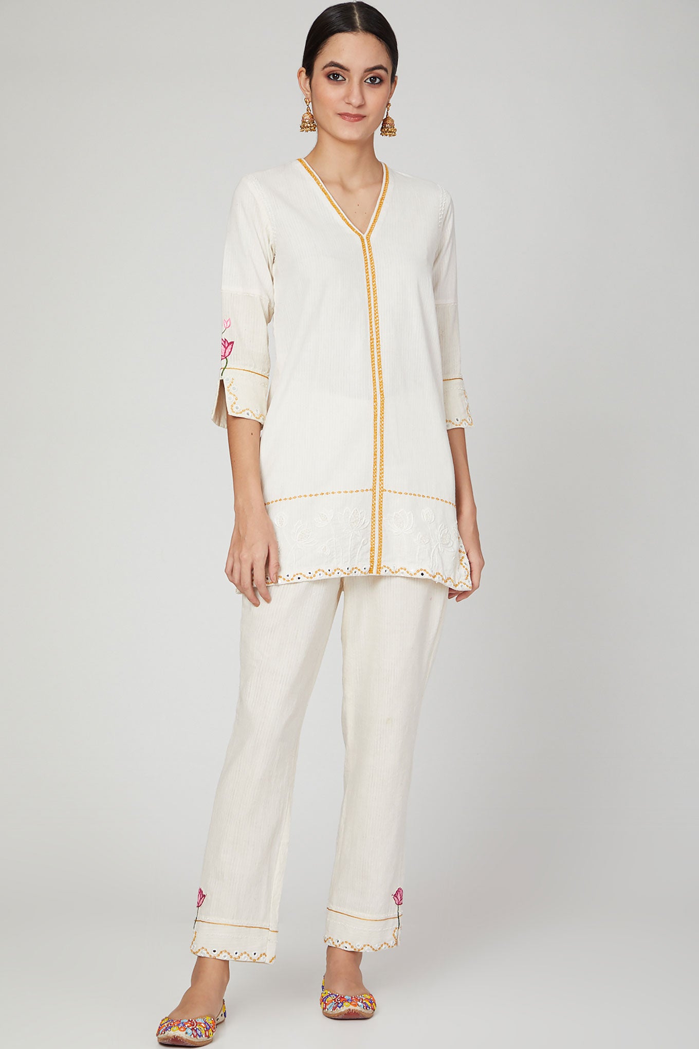 White lotus short kurta set