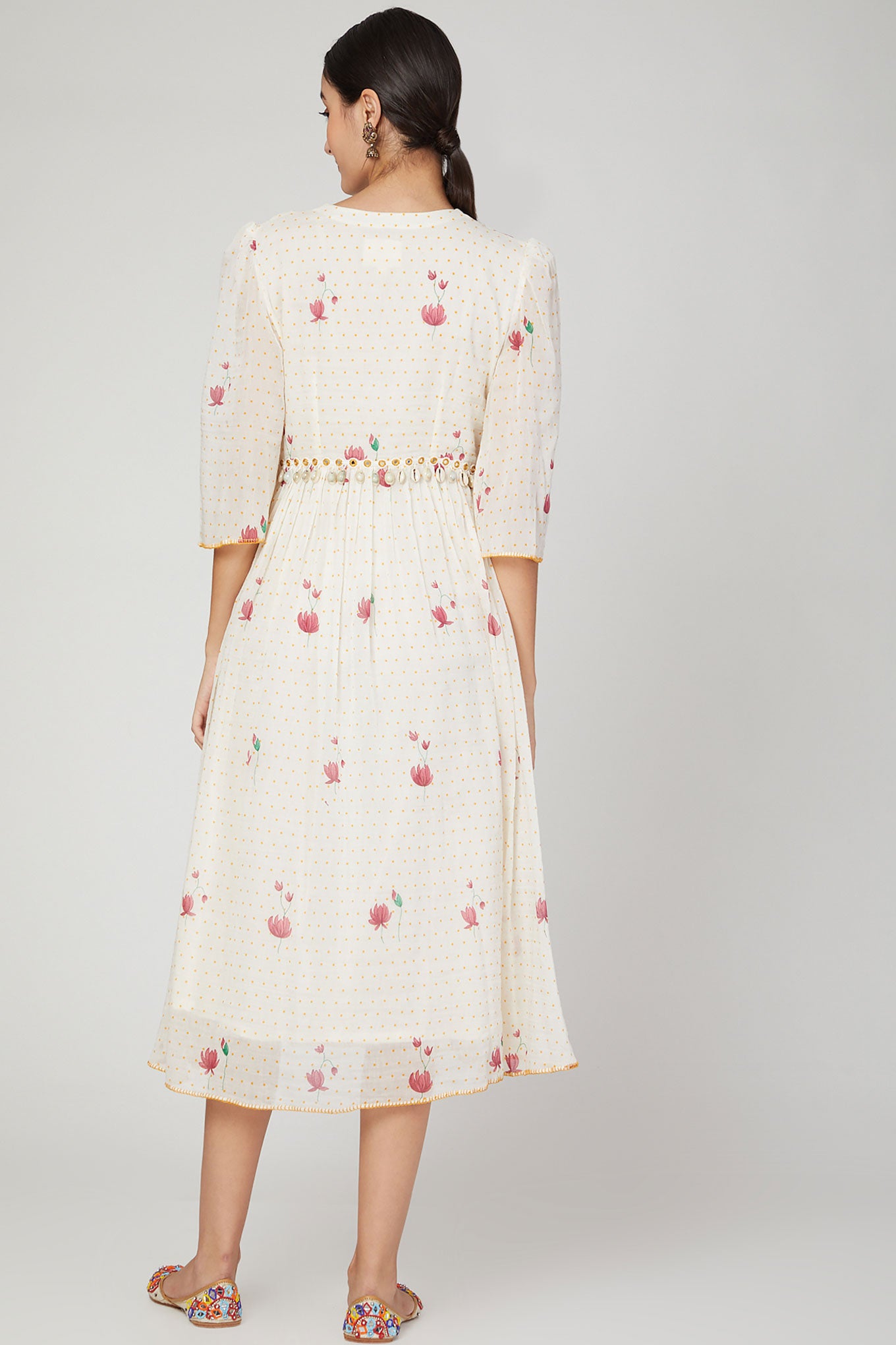 White Lotus Printed Dress/Kurta
