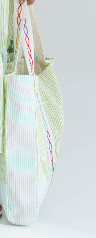 Striped handloom cotton hand embroidered bag