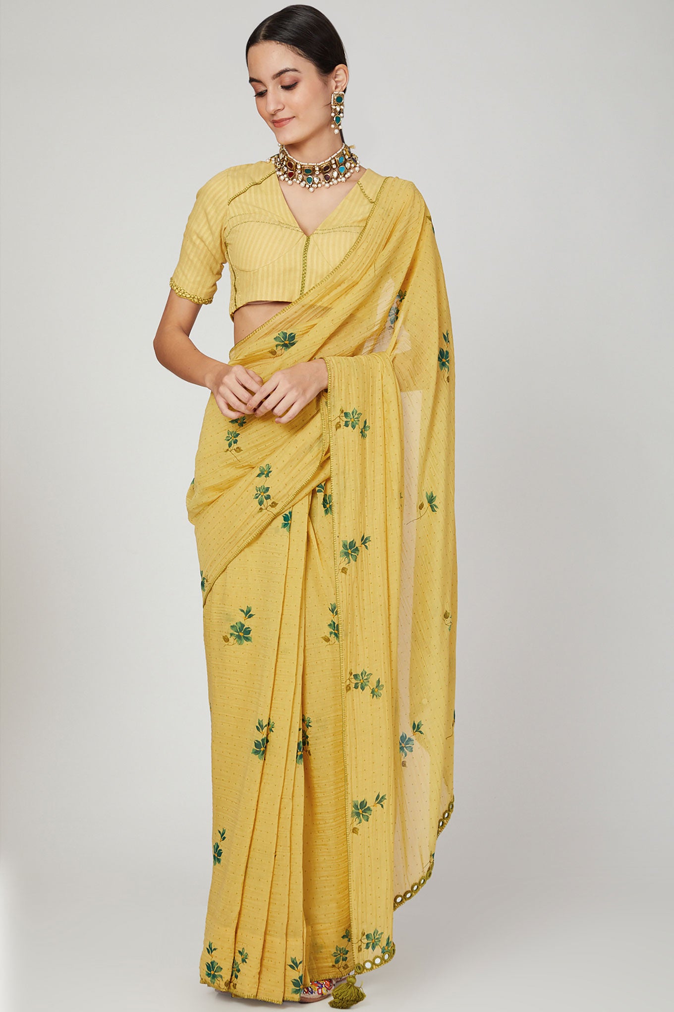 Sunset Jasmine Saree Blouse